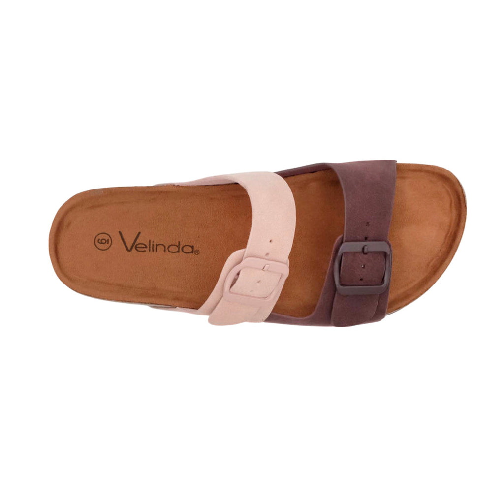 Sandalias flats Mirka para mujer color café y rosado