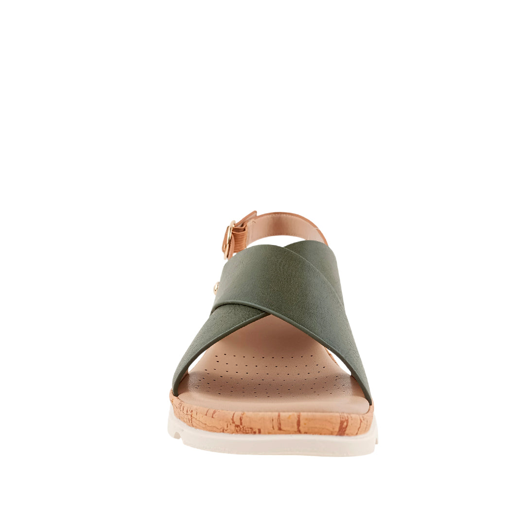 Sandalias de cuña Pamela para mujer color olivo