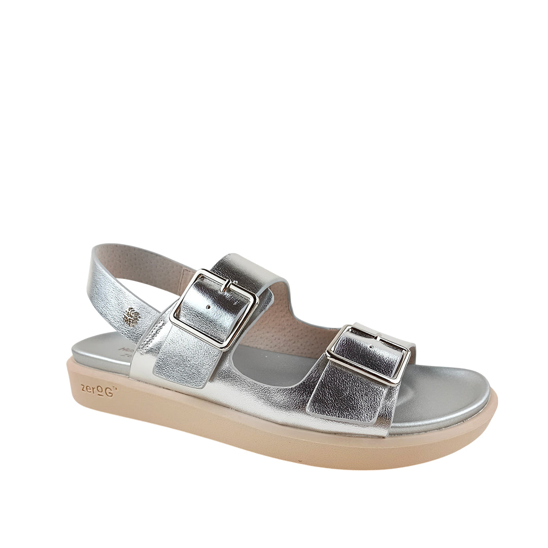 Sandalias flats Valia para mujer color plateado