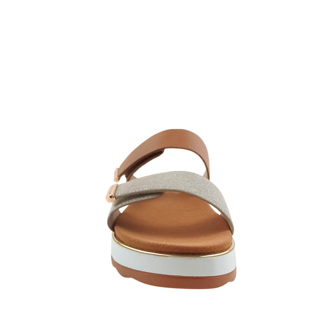 Sandalias de plataforma Gillian 2 para mujer color tan y blanco