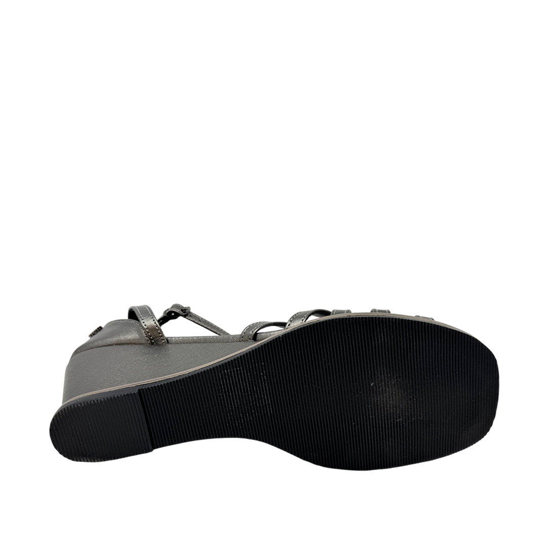 Sandalias de cuña Nathy para mujer color plateado