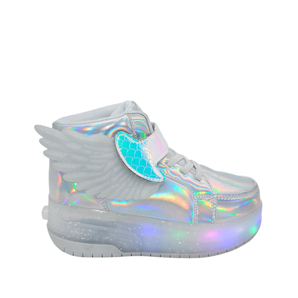 Sneakers Angel para niña color plateado