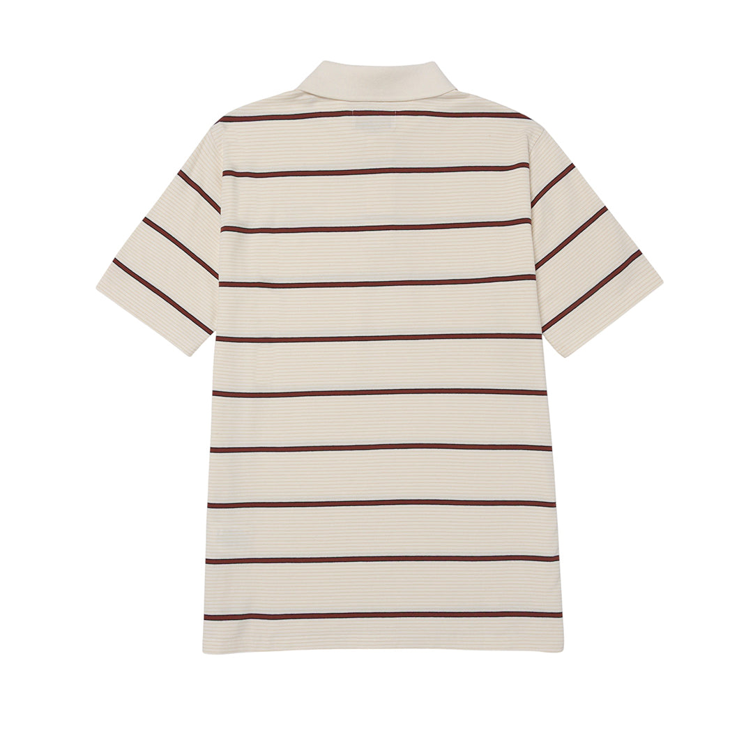 Camisa polo Cat Logo Pique para hombre color blanco y café