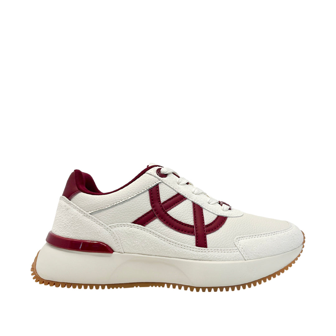 Sneakers Bolton para mujer color blanco y vino