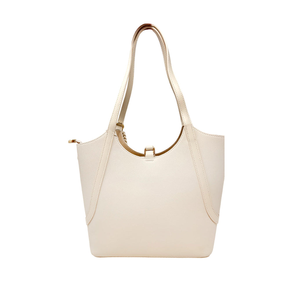 Cartera satchel Agnes para mujer color beige