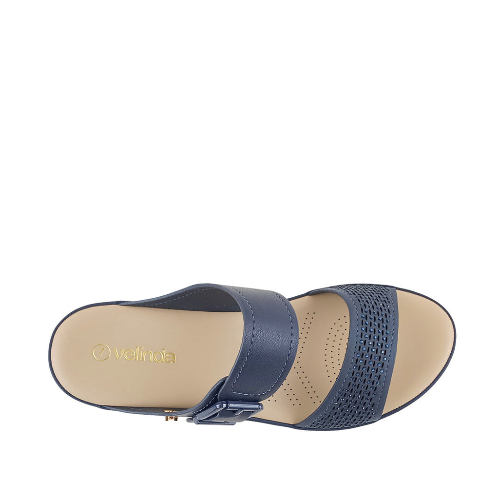 Sandalias flats Gladys para mujer color navy