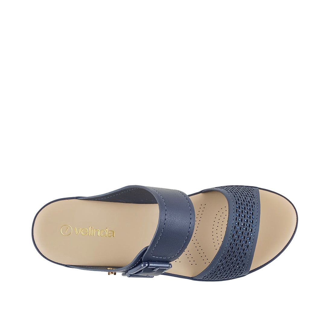 Sandalias flats Gladys para mujer color navy