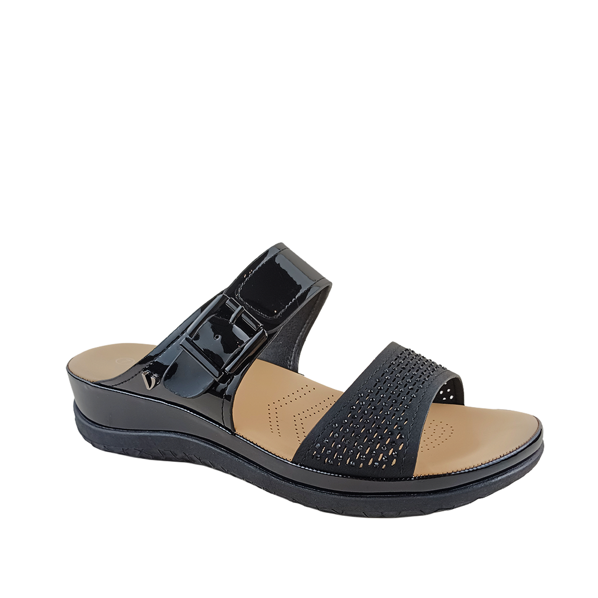 Sandalias flats Gladys para mujer color negro