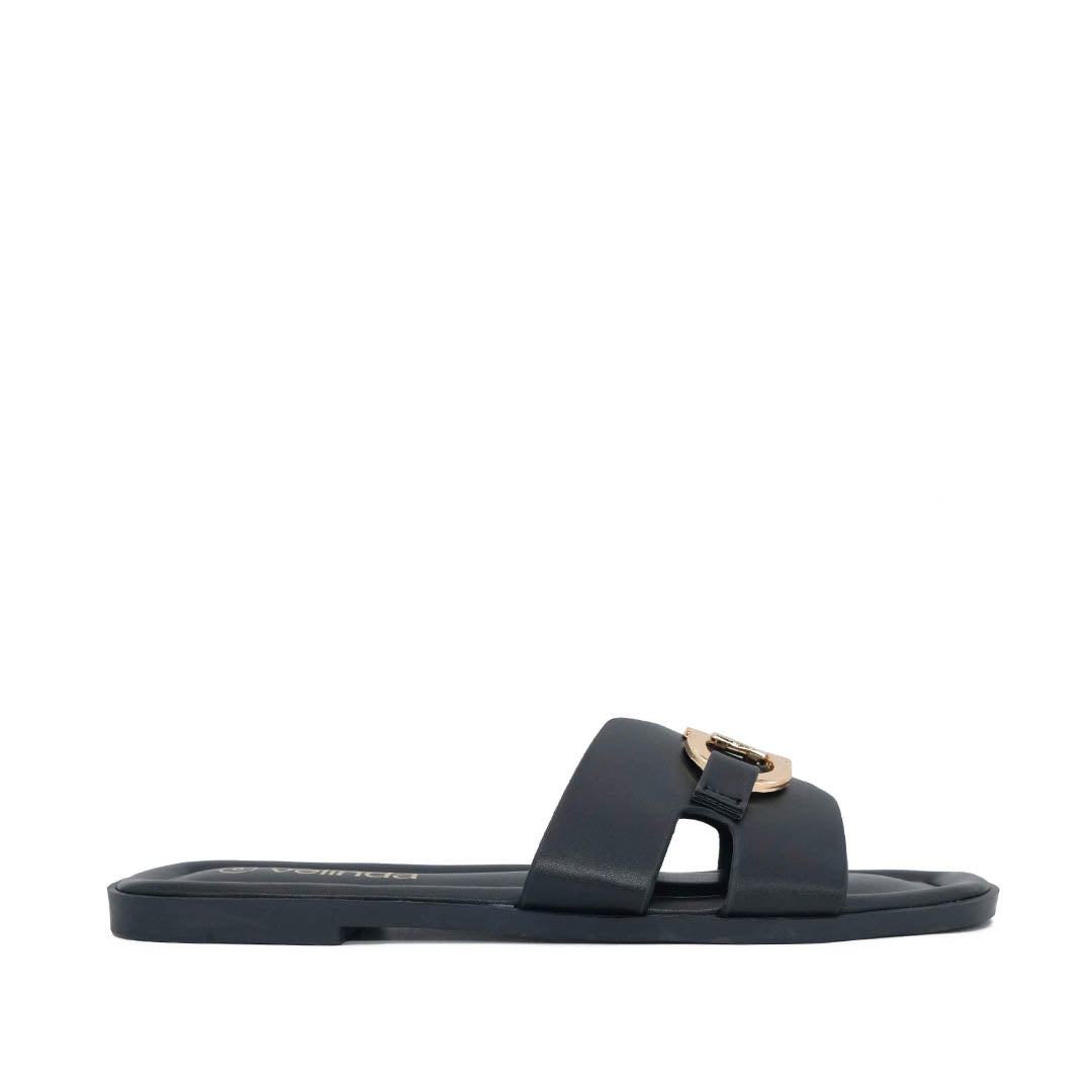 Sandalias Flats Amanda para mujer color negro
